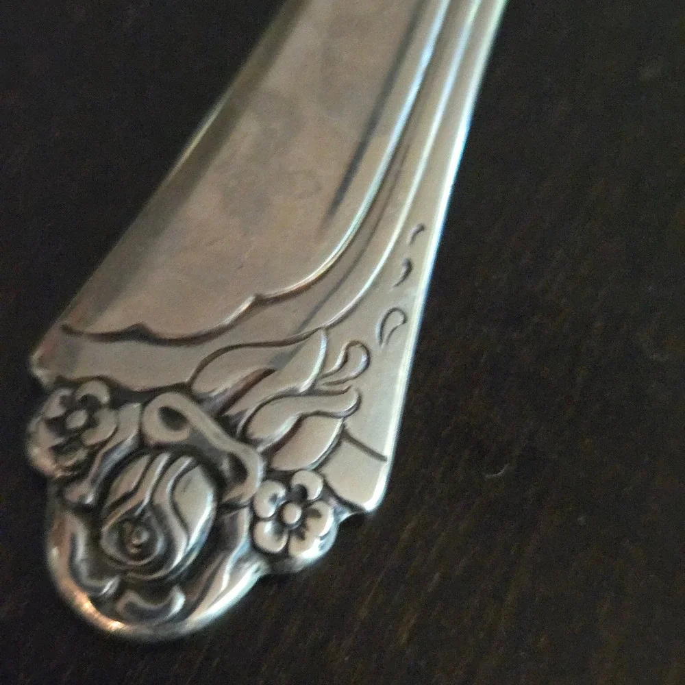 Oneida Community Fantasy Rose Serving Set 6pc Glossy Fork slotted Spoons Nice!